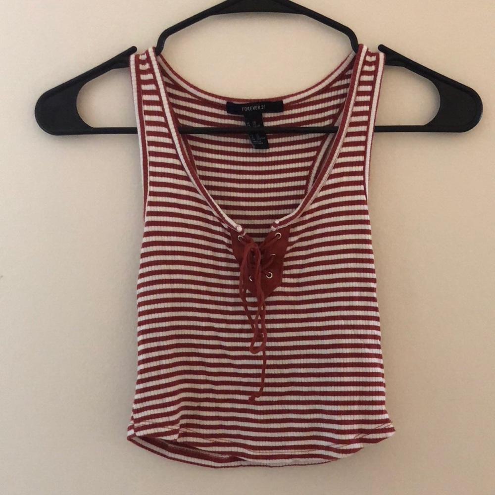 Striped Tie-Up Crop Tank Top